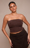 Plus Washed Brown Adjustable Elasticated Bandeau Corset Top
