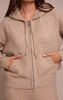 Taupe Zip Through Knitted Hoodie