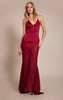 Plum Satin Contrast V Neck Maxi Dress