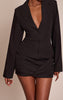 Black Woven Wrap Hem Blazer Dress