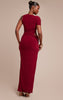 Wine Slinky One Sleeve Ruched Maxi Dress