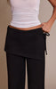 Black Premium Soft Touch Wrap Front Wide Leg Pant