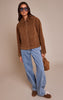 Tan Pocket Trim Faux Suede Jacket