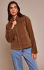 Tan Pocket Trim Faux Suede Jacket