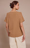 Tan Thick Rib Asymmetric Slouchy Long Top