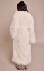 Petite Cream Faux Mongolian Fur Collarless Maxi Coat