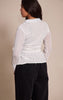 Shape White Polka Dot Ruched Front Mesh Shirt