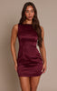 Plum Satin Boat Mini Dress