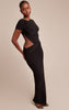 Black Slinky One Sleeve Ruched Maxi Dress