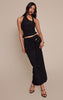 Black Slinky Trim Detail Maxi Skirt