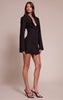Black Woven Pleated Detail Blazer Dress