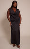 Plus Black Crushed Satin Cowl Neck Maxi Dress
