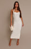 Cream Bandage Straight Neck Bodycon Maxi Dress
