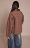 Chocolate PU Collar Twill Oversized Trucker Jacket