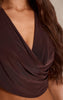 Chocolate Slinky Tie Back Cowl Neck Top