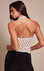 White Polka Dot Mesh Halterneck Top