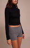Charcoal Thick Rib Fold Over Detail Hotpant