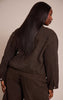 Plus Dark Chocolate Pleat Detail Boxy Denim Jacket