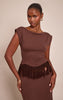 Chocolate Sleeveless Loop Knit Top