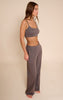 PrettyLittleThing Taupe Sleep Rib Tonal Elastic Wide Leg Pants