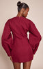 Burgundy Cocoon Sleeve Cinched Waist Blazer Dress