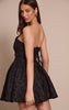 Black Jacquard Bandeau Lace Up Back Shift Dress