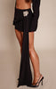Premium Black Woven Drape Trim Detail Mini Skirt
