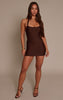 Chocolate Bandage Cup Detail Halterneck Mini Dress
