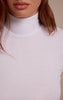 White Soft Rib High Neck Fitted Long Sleeved Top