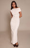 Cream Super Soft Asymmetric Bodycon Dress