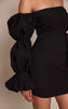 Black Puff Sleeve Bardot Bodycon Dress