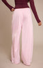 Baby Pink Satin Low Rise Wide Leg Tie Waist Pants