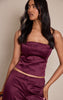 Dark Wine Satin Bandeau Top