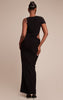Black Slinky One Sleeve Ruched Maxi Dress