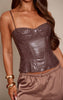 Dark Chocolate Croc Faux Leather Structured Corset Top