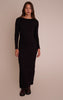 Black Ribbed Boat Neck Long Sleeve Bodycon Maxi Dress