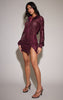 Plum Sequin Fitted Shirt Dress