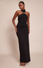Black Trim Halter Neck Knitted Maxi Dress