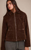 Chocolate Pocket Trim Faux Suede Jacket