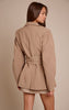 Taupe Gathered Wrap Waist Belted Blazer