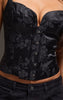 Black Floral Embossed Hook and Eye Corset
