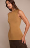 Tan Slinky Asymmetric Ruched Detail Long Top