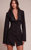 Black Woven Pleated Detail Blazer Dress