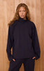 Navy Interlock Seam Funnel Neck Sweatshirt