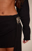 Premium Black Woven Drape Trim Detail Mini Skirt