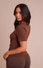 Petite Chocolate Super Soft Twist Detail Cap Sleeve Top