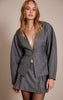 Grey Cinched Waist Cocoon Sleeve Blazer