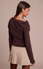 Chocolate Brushed Slouchy Ruched Long Sleeve Top