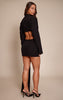 Premium Black Woven Drape Trim Detail Mini Skirt