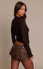 Brown Faux Leather Studded Hot Pants